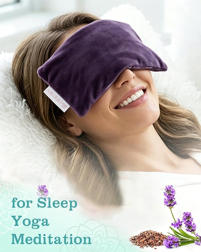 Relaxation Gifts for Women, Weighted Eye Mask for Sleeping, Yoga, Spa, Meditation, Lavender Eye Pillow Heated for Headache, Sinus & Dry Eyes Relief, Moist Heat Mask, Birthday Gifts for Mom (Purple)