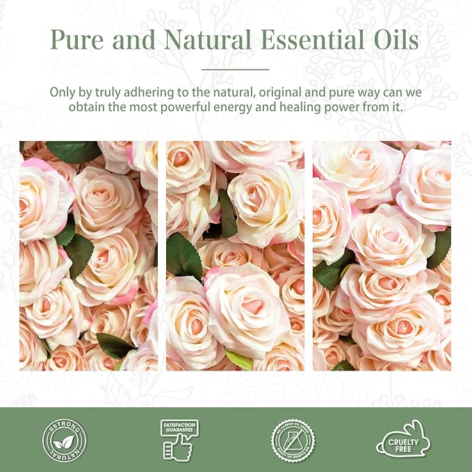 Rose Essential Oil, 1.01Fl.Oz (30ML) PHATOIL Pure Essential Oil Singles for Aromatherapy Diffusers, Humidifiers, Great for DIY Candle and Soap Making, Gift for Friend