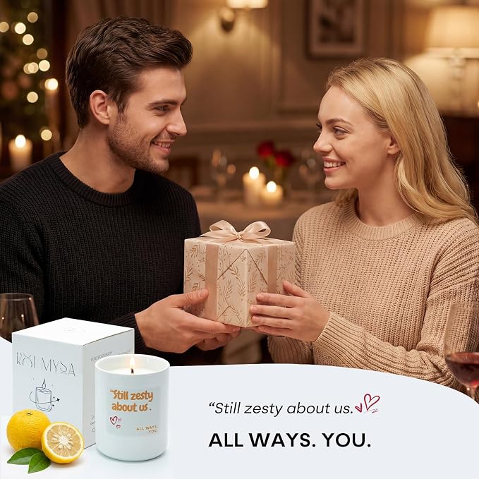Scented Candles Gifts for Women Men, Natural Soy Wax Grapefruit Candles for Home Scented, Still Zesty About us Theme Perfect for Christmas Valentines Birthday Gifts Idea for Lovers