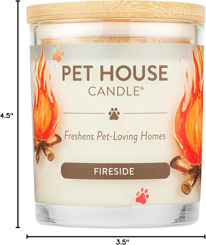 One Fur All Pet House Candles, Long Lasting, Clean Burning, Soy Wax Scented Candles for Pet Odor, Fireside