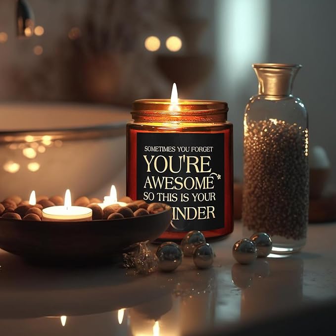 Gifts for Women Men - Inspirational Relaxing Stress Relief Candle - Friendship, Birthday Gift for Her Sister Wife Girlfriend Best Friend Coworker - You're Awesome Natural Soy Candle for Home