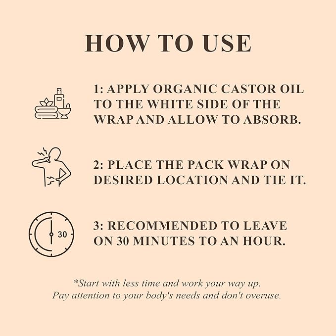 Handcraft Blends Castor Oil Pack Wrap | Organic Castor Oil 16 oz | Reusable Wraps | Durable Comfortable Pack Wraps | Adjustable Elastic Straps | Neck and Stomach
