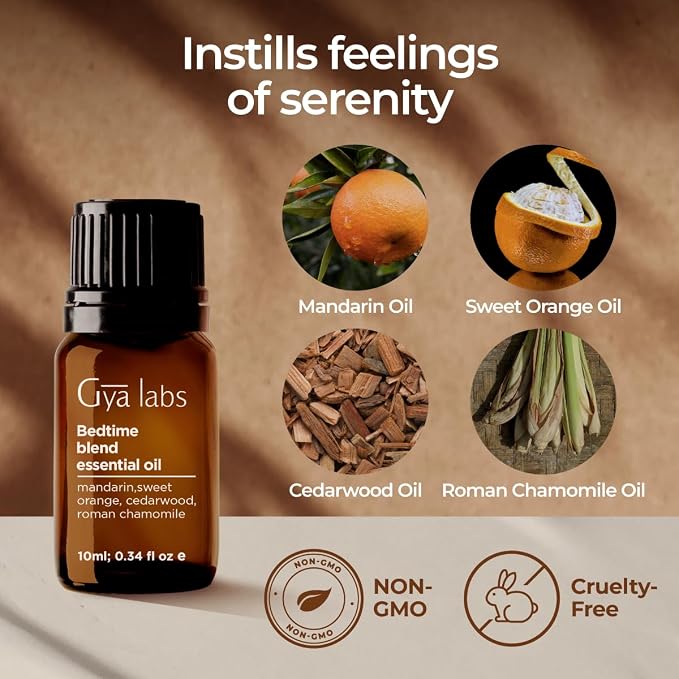Energy & Bedtime Essential Oils for Diffuser Set - Aromatherapy Grade Essential Oils Set - 2x0.34 fl oz - Gya Labs