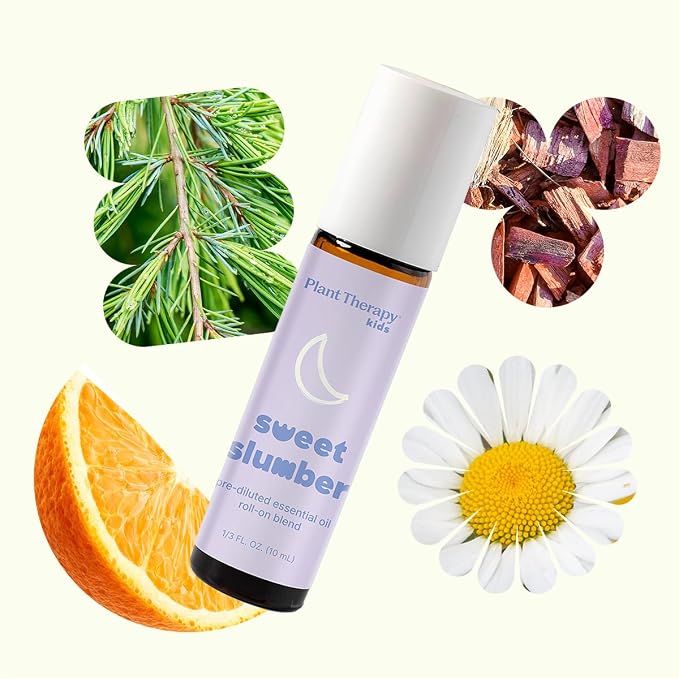 Plant Therapy Kids Sweet Slumber Essential Oil Blend Pre-Diluted Roll-On 10 mL (1/3 oz) 100% Pure, Soothing Aromatherapy for Better Sleep
