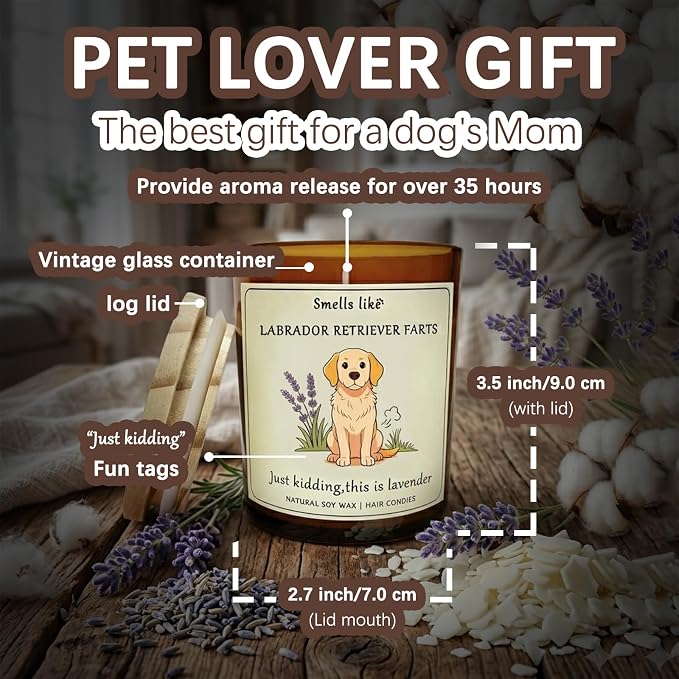 Labrador Retriever pet Owners & Dog Lovers - Dog Dad Gifts for Women, Labrador Retriever Farts Candle,Crafted by Natural Soy Wax Lavender Scented Candle