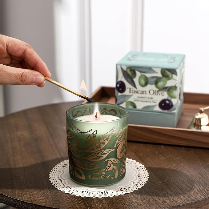ROMIIE ZOI Scented Candle - Tuscan Olive- 6oz Aromatherapy Soy Wax Jar Candle for Home, Gifts for Women - 170g