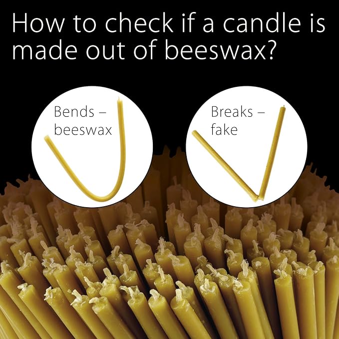 Danilovo Pure Beeswax Candles - Honey-Scented, Decorative Thin Taper Candles - Ideal for Birthday Decoration or Church Prayers - Drip Free, Tall & Smokeless Pack of 100 pcs, 7.3 x 0.24 inch