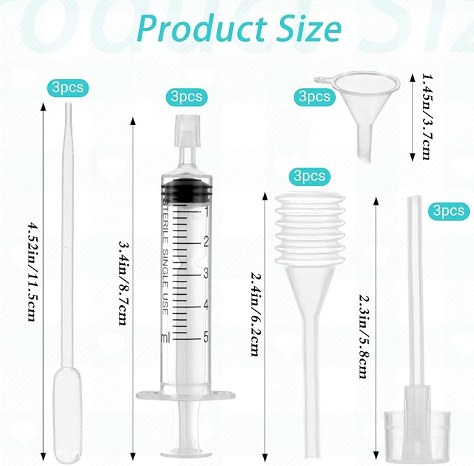Qianyu 3 Set Perfume Refill Tool Kit Plastic Syringe Extractor Perfume Decanter Kit Dispenser with Adapter Tools for Liquid Cologne Fragrance Sample Essential Oils Travel Use
