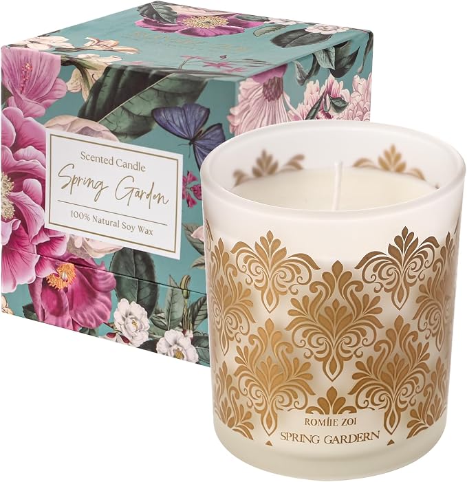 ROMIIE ZOI Scented Candle - Garden with Scent of Mix Floral Bouquet- 6oz Aromatherapy Soy Wax Jar Candle for Home, Gifts for Women - 170g