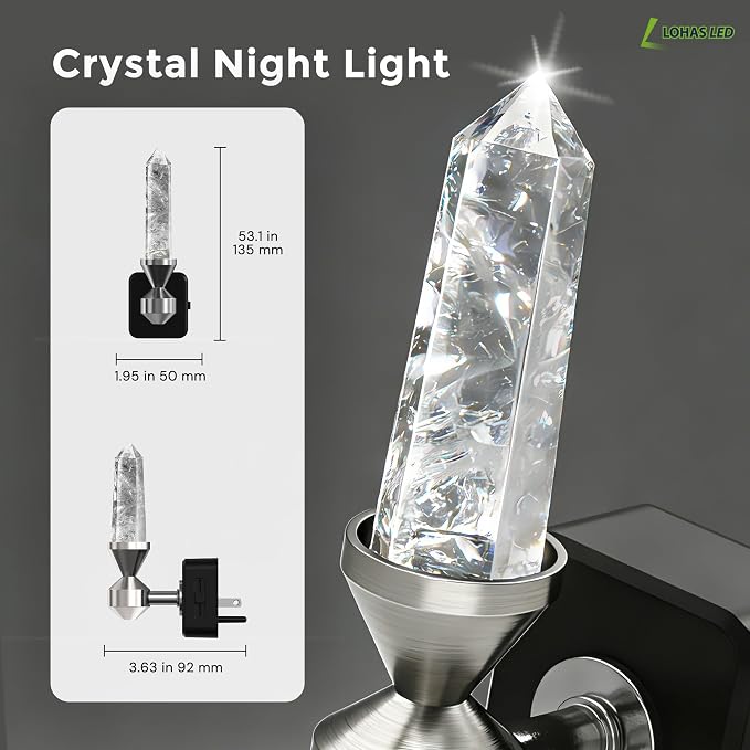L LOHAS LED Night Light: Night Lights Plug into Wall, Dimmable Night Light Aesthetic Crystal, Warm Light 3000K, Dusk to Dawn Sensor, Healing Stone Decorative Nightlight for Home Living Room