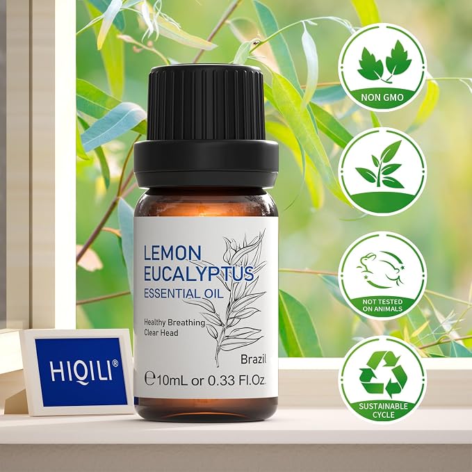 HIQILI Lemon Eucalyptus Oil, for Spary, Diffuser, Indoors, Outdoors, Garden, Yard,- 0.33 Fl Oz