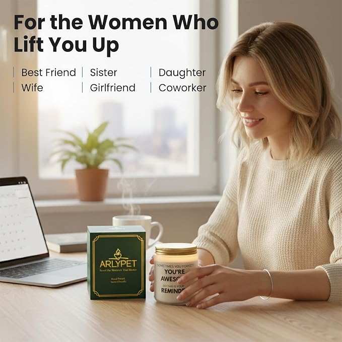Candles Gifts for Women Unique Inspirational Mothers Day Christmas Birthday Self Care Relaxation Spa Gifts for Sister Friend Her Wife Girlfriend Lavender Scented Candle