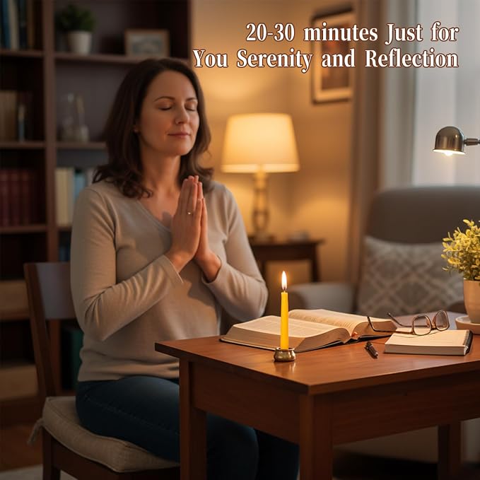 20 Minute Candles, 70 Pack Beeswax Meditation Candles with Candle Holders | Beeswax,Meditation,Non Toxic,Clean Burn,Gift,Chime Spell Candles with Candle Holders,Dripless,Unscented,Birthday,Prayer,Small