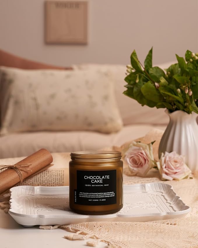 M&SENSE Chocolate Layer Cake Scent Candles, Large 11.6oz Natural Soy Wax 70 Hours Burn Time Clean Non Toxic Scented Classic 2 Wicks Candle Gifts for Mom Grandma