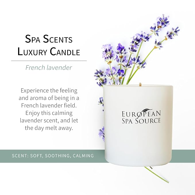 European Spa Source Tranquil Dreams Bundle: SleepWell Eucalyptus + Lavender Pillow Spray & French Lavender Candle, 4 Fl Oz