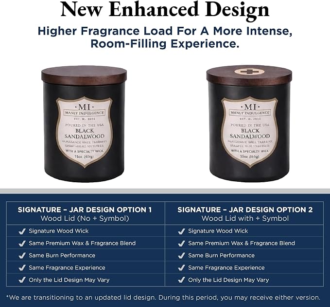 Manly Indulgence Vintage Oak Scented Candles for Men, 15 oz Wooden Wick, Premium Soy Blend Wax, 60H Burn, Candles for Home Scented - Made in The USA
