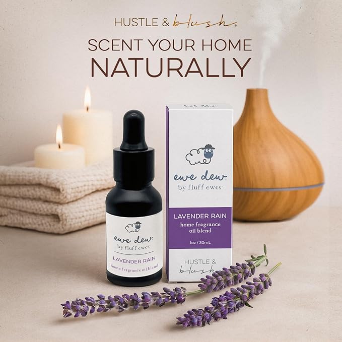 Hustle & Blush Essential Oil for Dryer Balls, 15ml Lavender Rain, Natural Laundry Fragrance, Long-Lasting Fresh Scent, Wool Dryer Balls Ideal for Diffusers, Candle Making, Multi-Use for Home & DIY