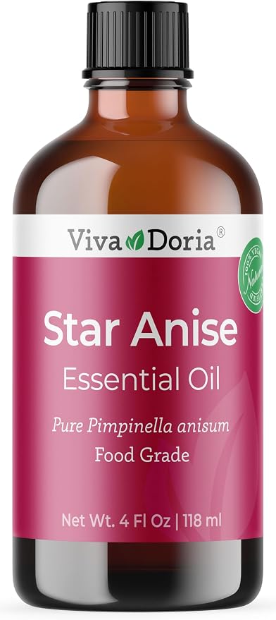 Viva Doria Anise Essential Oil, 100% Pure, Natural, Anise Essential Oil, Undiluted, for Aromatherapy | Food Grade, 118 mL (4 Fluid Ounce)