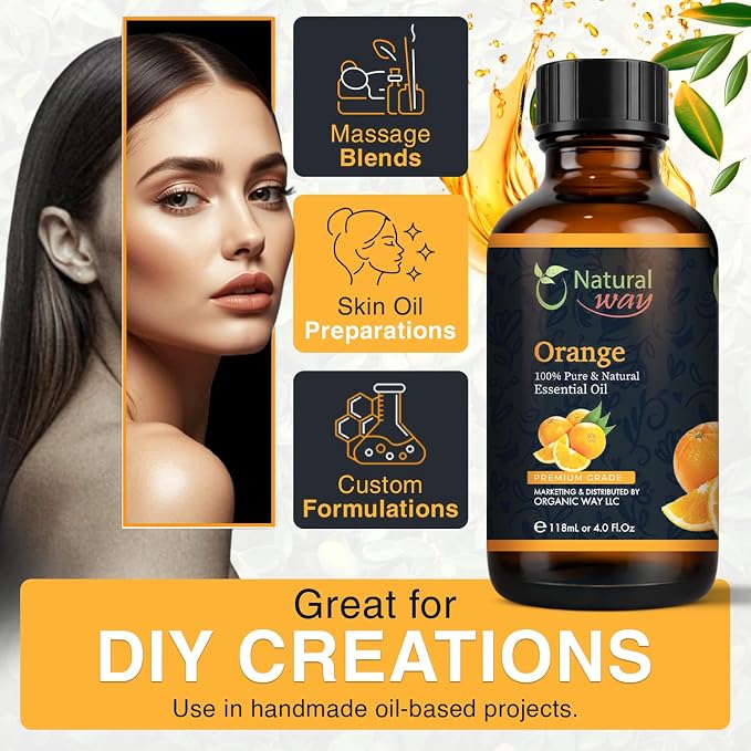 Essential Oil | Pure Aromatherapy Oil for Diffusers, Hair Growth, Skin, Scalp Care, Massage | Refreshing Hair Oil for Women & Men | Natural Essential Oil for Diffuser (Orange)