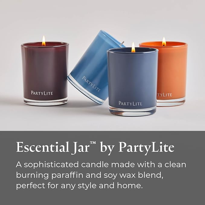 PartyLite Mulberry Scented Escential Jar™ Candle, Black Currant, BlackBerry, Mulberry & Pomegranate, 7.75oz, 1-Wick Aromatherapy Glass Jar, Reusable, 50 Hour Burn Time
