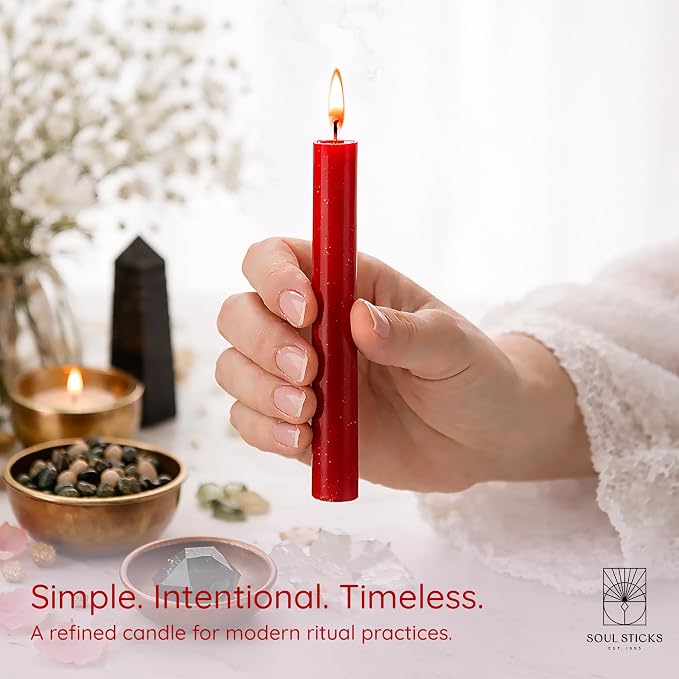 SOUL STICKS Love Magic Spell Chime Candles 20 Pack - Ideal for Altar, Rituals, Ceremonies, Meditation Red Colored Candle for Witchcraft Supplies, Wiccan Supplies and Tools, Candle Clearance