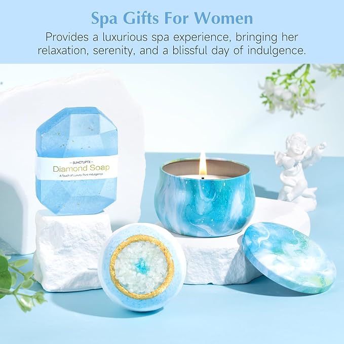 Suhctuptx Birthday Gifts for Women, Unique Self Care Gifts Get Well Soon Basket, Christmas Relaxing Spa Gift Care Package w/Flannel Blanket 40 oz Tumbler, for Mom Her Sister Friend