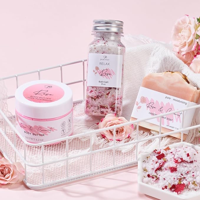 Mother's Day Gift for Mom Spa Gifts Bath Baskets Relaxing Spa Self Care Gift for Women Her Sister Wife Bridal Shower Gifts Box Home Bath Care Package Thank You Birthday for Women Friendship Ideas
