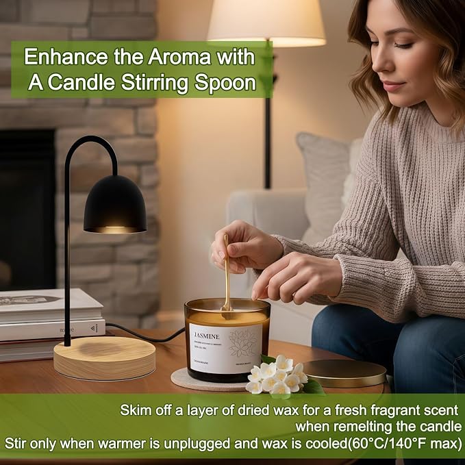 VOHO Jasmine Wickless Candles Ideal for Candle Lamp Warmer, 9oz Soy Candles with Stirring Spoon & Lid, Wickless Scented Candles for Candle Warmer Lamp, Jasmine Candle Gifts for Women Birthday Wedding