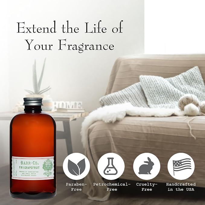 Barr Co. Fir & Grapefruit Reed Diffuser Refill, Invigorating Woody Citrus Aroma Scented Diffusers for Home, All-Natural Fragrance for Women & Men, 8 fl oz