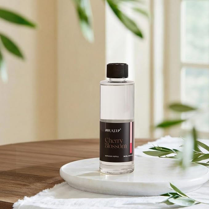 Airkeep Cherry Blossom Reed Diffuser Refill – 6.76 fl oz – Premium Scented Oil for Home Aromatherapy – Long-Lasting Fragrance for Reed Diffusers – Perfect for Bathroom, Bedroom & Home Decor