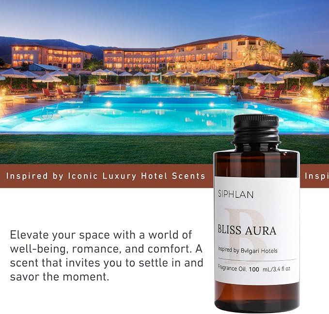 Bliss Aura Hotel Collection Diffuser Oil – 100mL Luxury Aromatherapy Essential Oil for Diffusers & Waterless Diffusers – Premium Fragrance for Home & Office
