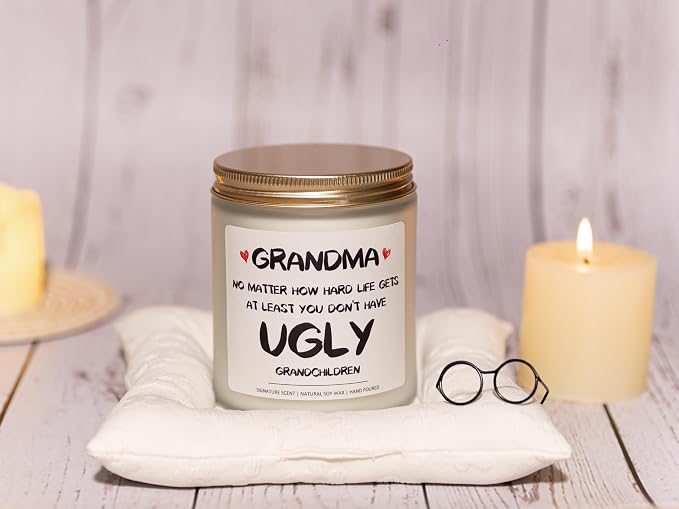Lavender & Eucalyptus Soy Wax Candle, 7OZ - Mothers Day Gifts, Grandma Birthday Gifts from Grandchild, Granddaughter, Grandson, First Time Grandmother Gift, at Least You Don't Have Ugly Children