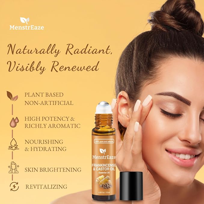 Frankincense Essential Oil Duo Roll On – 100% Pure & Natural Day & Night Bundle | Castor Blend for Nighttime Repair, Grapeseed Blend for Daytime Glow, | Wrinkles, Eye Care, 2 x 10ml