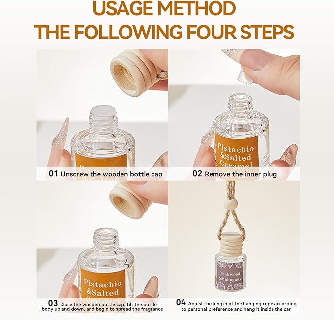 Car Air Freshener Diffuser, Hanging Car Scents Air Freshener, Car Fresheners Long Lasting, Essential Oil Diffuser, Fragrance Oil Air Diffuser, Vanilla Cream 8ml*2pcs