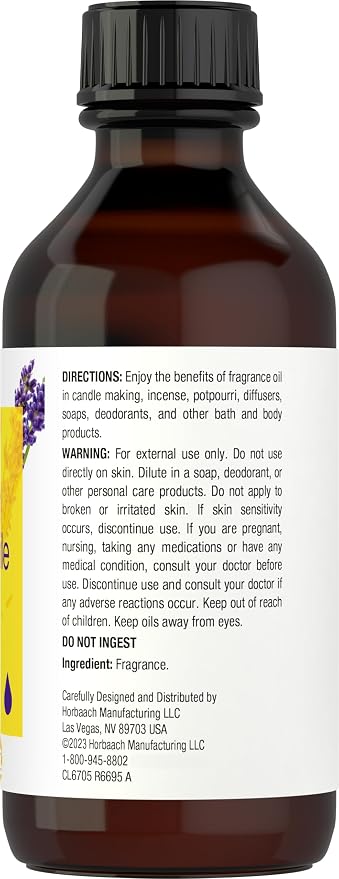 Horbäach Lavender Chamomile Fragrance Oil | 4 fl oz (118ml) | Premium Grade | for Diffusers, Candle and Soap Making, DIY Projects & More
