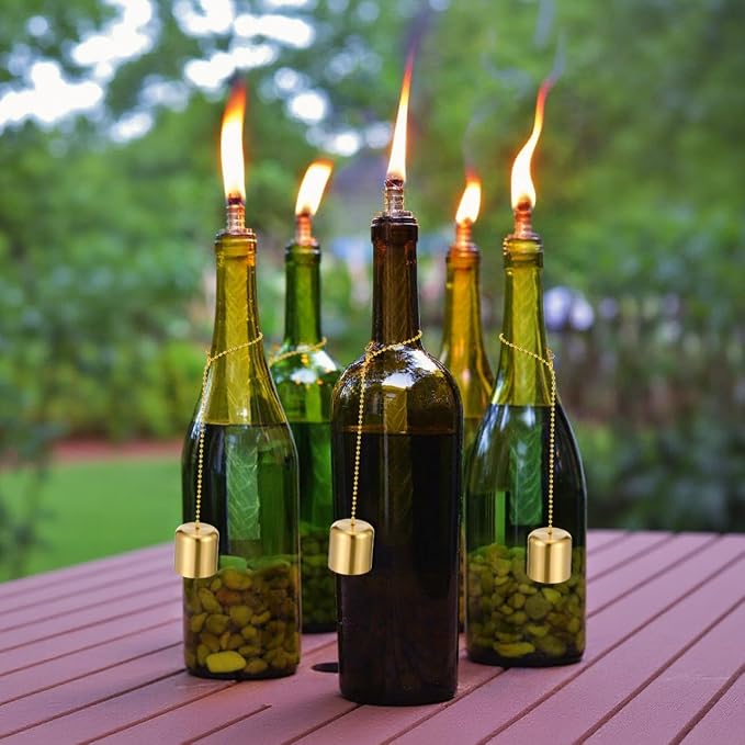 VOSAREA 6pcs Brass Lampshade Candle Care Tool Tiki Torch Caps Fire Extinguisher Cutter Candle Wick Cover Multi-use Snuffer Covers Stickers Chain Heater Rust Lamp Shade Put Out Tool