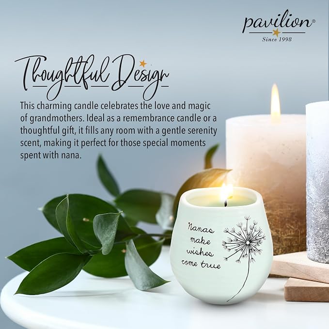 Pavilion Gift Company - Dandelion Wishes 77148 Ceramic Candles Nanas Make Wishes Come True Ceramic Soy Candle