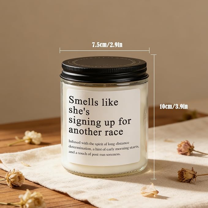 Gifts for Runners, Cross Country Running Gifts for Women, Men, Track and Field, Half Marathon Essentials, Funny Marathon Scented Candle, Christmas, Birthday, Running Gift for Marathon Runner