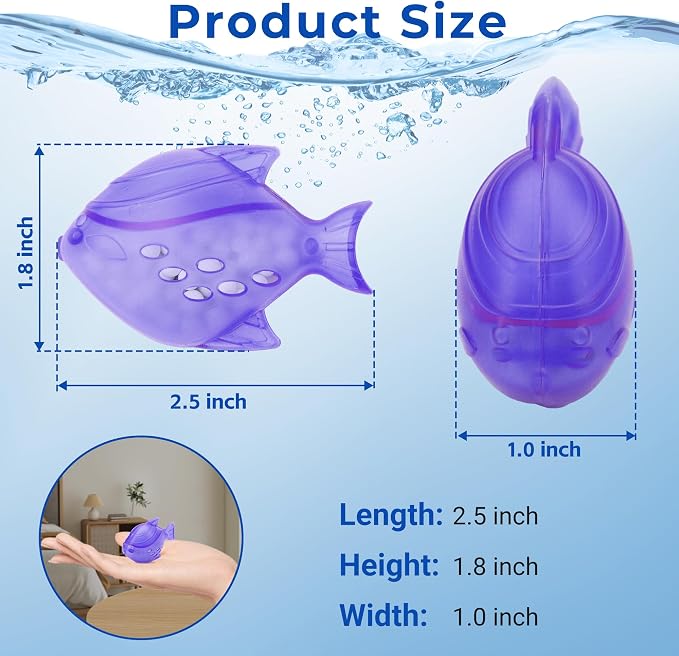 Funmit Humidifier Cleaning Fish, 6 Pack Humidifier Cleaner for Humidifiers and Fish Tanks, Purifies Water, Prevents Hard Water Build-Up, Reduces Scale, Purple
