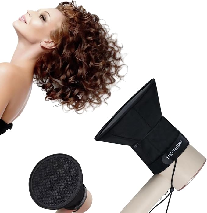 Travel Essential Hair Diffuser, Ultra-Portable Foldable Design, Elastic Universal Connector Fits 99% of Salon & Hotel Hair Dryers, Space-Saving Blow Dryer Attachment for Curls on the Go