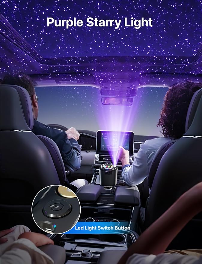 Aromatherapy 5 in 1 Retractable Car Charger with Starlight, USB C Car Charger Adapter and 2 USB Ports, Aroma Starry Sky Car Air Freshener Diffuser Fast Charging Compatible with iPhone 16 15 14 13 12