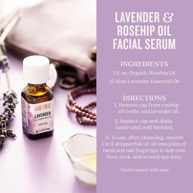 Aura Cacia 100% Pure Lavender Essential Oil GC/MS Tested for Purity 15 ml (0.5 fl. oz.) Lavandula angustifolia
