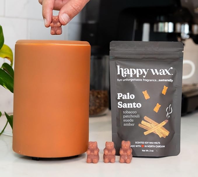 Happy Wax Palo Santo Scented Bear Wax Melts - Natural Strong Scented Woodsy Infused w/Essential Oils - Non Toxic & Pet Safe - (8 oz Pouch)