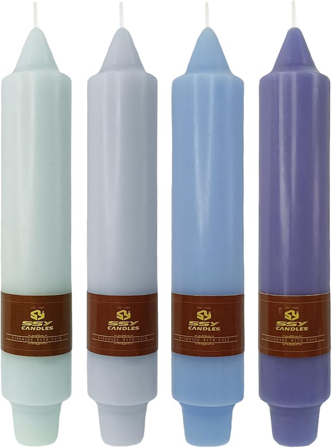 Smokeless Candlesticks Unscented Taper Candles Gradient Blue Dinner Candle 7 inch 4 PCS Candles Sticks for Home Holiday Wedding Party Decoration