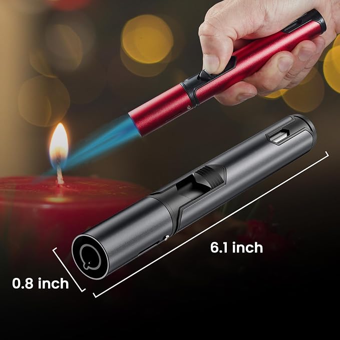 5 Pack Butane Torch Lighter, Urgrette 6-inch Refillable Pen Lighter Pencil Torch Lighter Adjustable Jet Flame Butane Lighter for Grill BBQ Candle Camping (Gas Not Included)