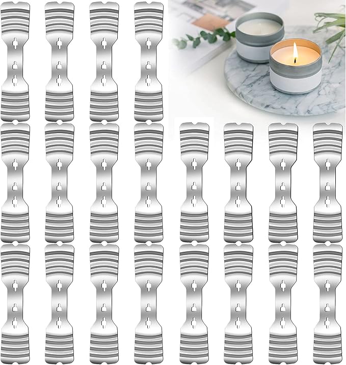 20 pcs Metal Candle Wick Holders, Upgraded Candle Wick Centering Devices, Silver Stainless Steel Candle Wick Holder for Candle Making
