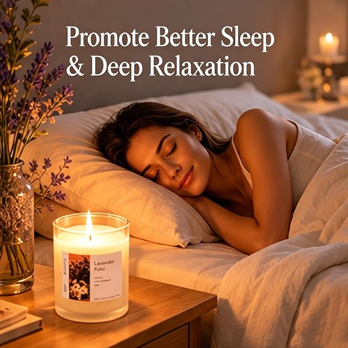 Lavender Scented Candle for Sleep & Relaxation, Natural Soy Wax Candle with Cotton Wick, 50 Hour Soy Candle Clean Burn Aromatherapy Candle for Home, Yoga, Spa & Gifts Meditation & Stress Relief