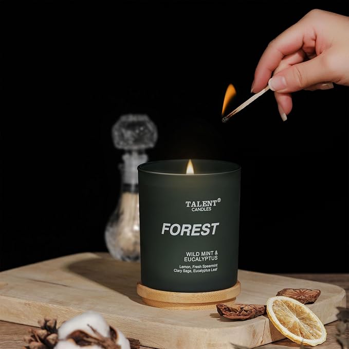 Candles for Home Scented, Natural Soy Wax, Scented Candle Stress Relief and Relaxation, Wild Mint & Eucalyptus, Medium Jar, Ideal for Home and Bedroom Decor