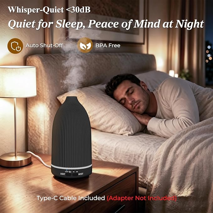 URPOWER 150ML Essential Oil Diffuser Ultrasonic Cool Mist Humidifier with 7 LED Lights, Timer & Auto-Off Quiet Aromatherapy Scent Diffuser for Home Bedroom Office Relaxation
