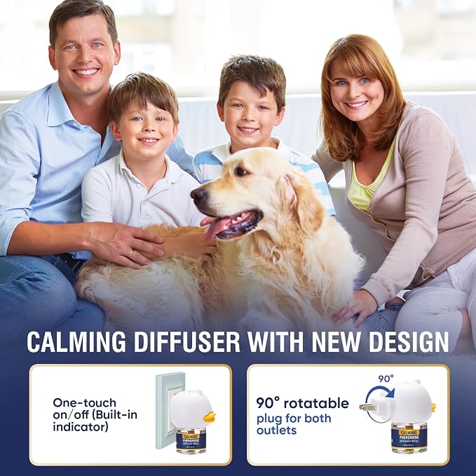 Dog Pheromones Calming Diffuser Kit Appeasing Pheromone Diffuser to Calm (3 Plug in+ 6 Pack 48ml Refill) for Anxiety Relieve Relief Reduce Aggression Fighting Barking Stress 180 Day Supply (Lemon)